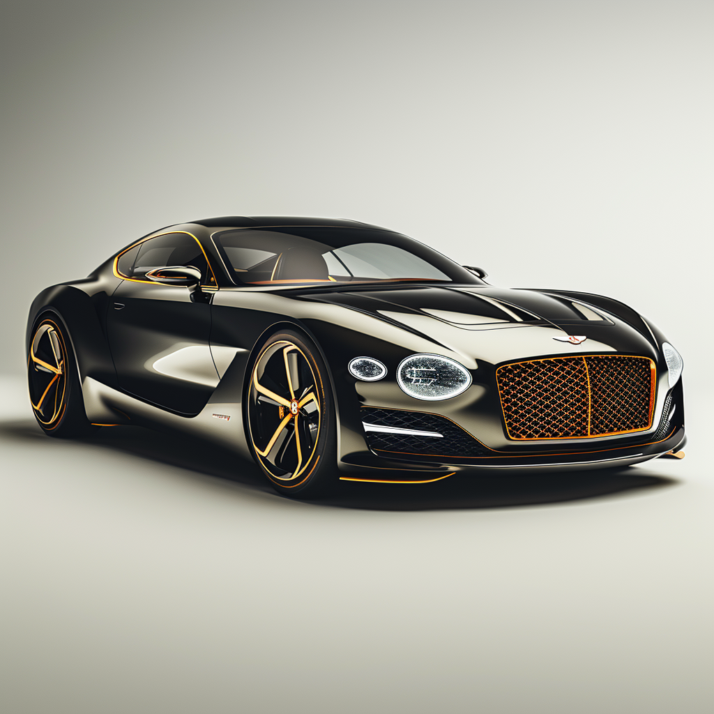 Bentley Exp 100GT Front Angle in Black and Gold