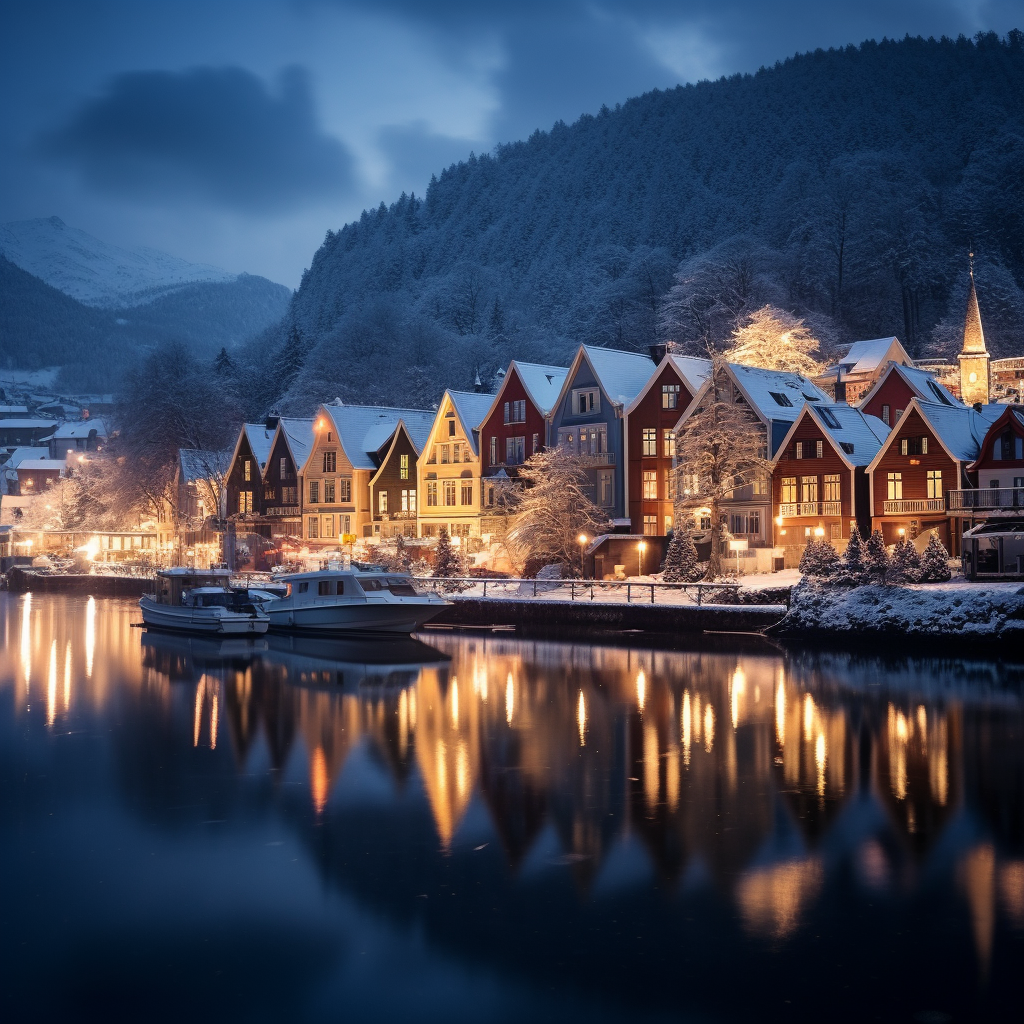 Picturesque winter scenery in Bergen