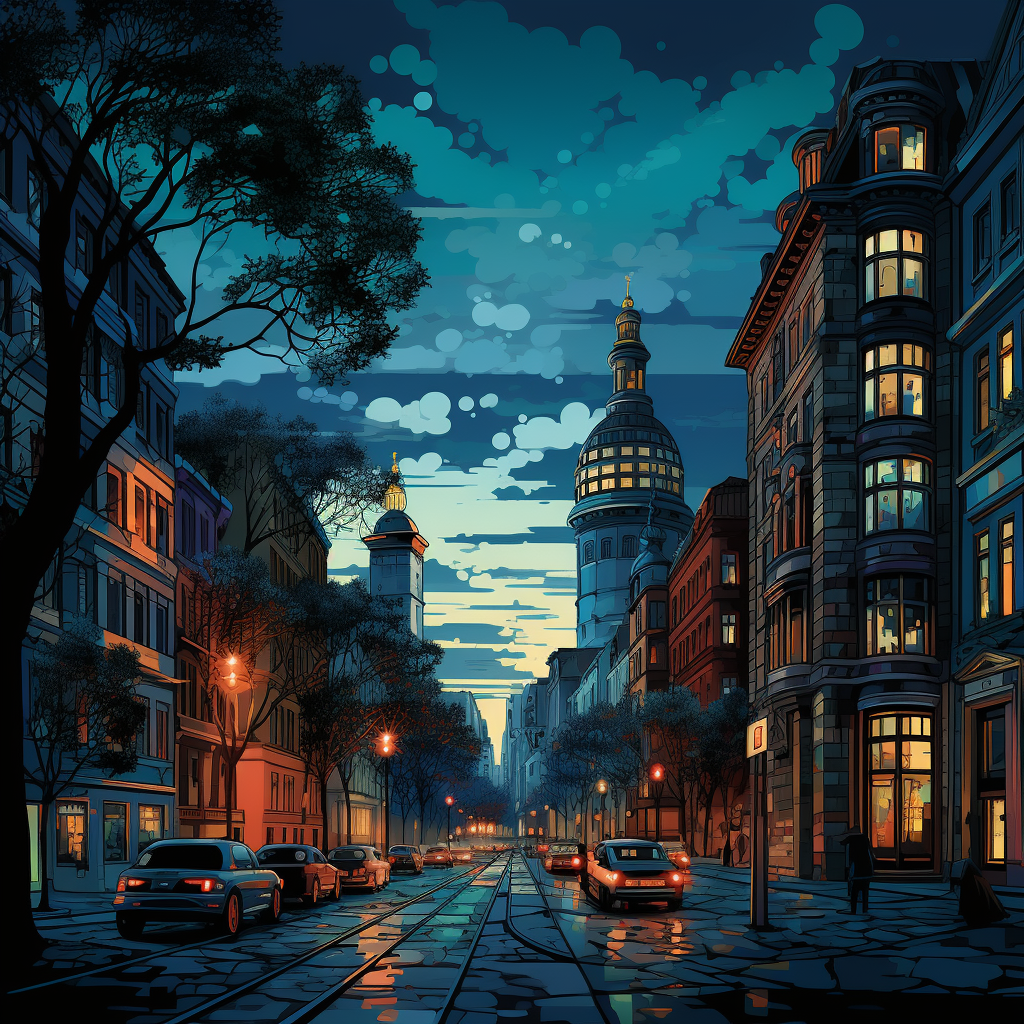 Nighttime Berlin cityscape