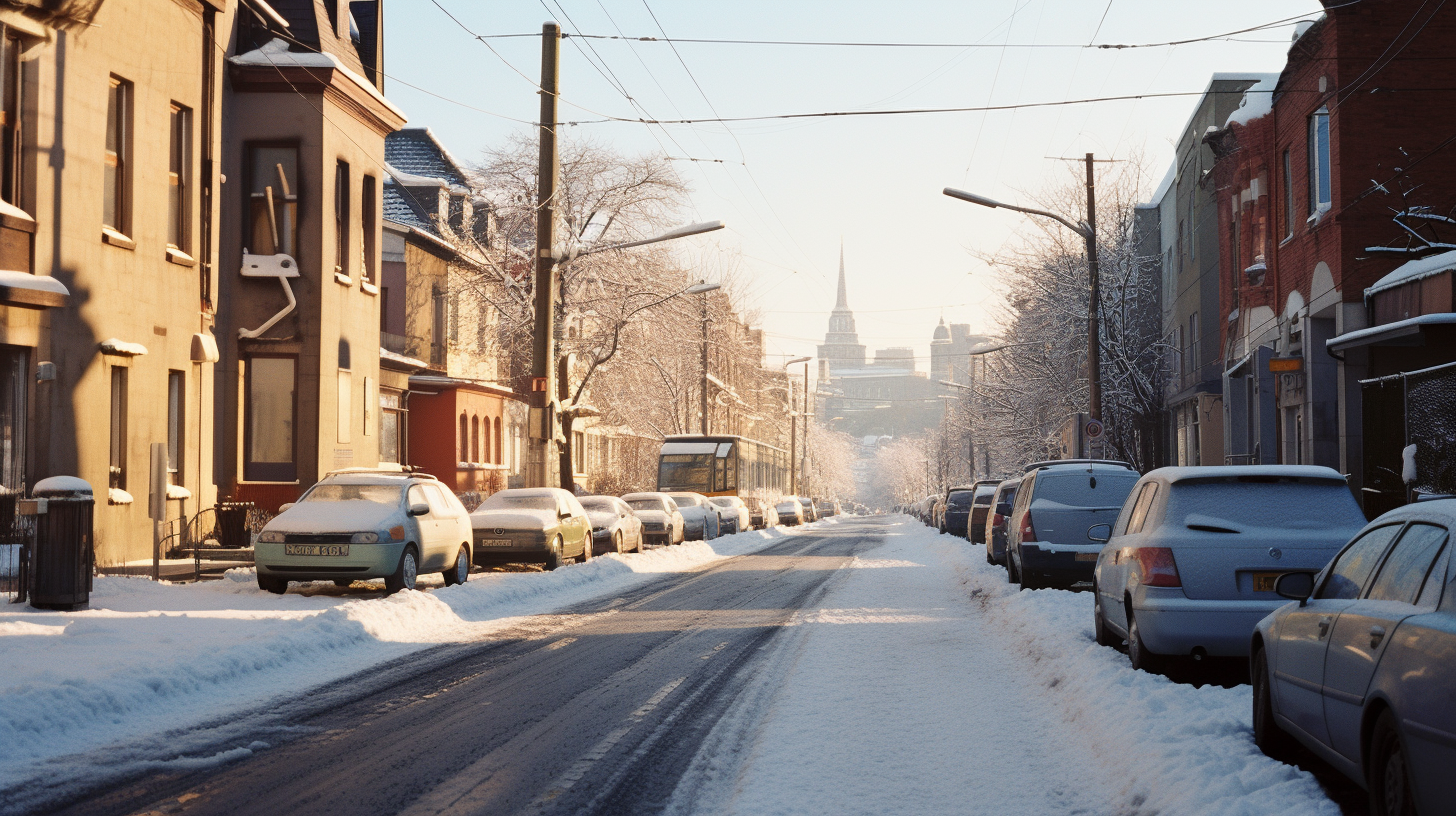 Berlin City Winter Skyline with Snow