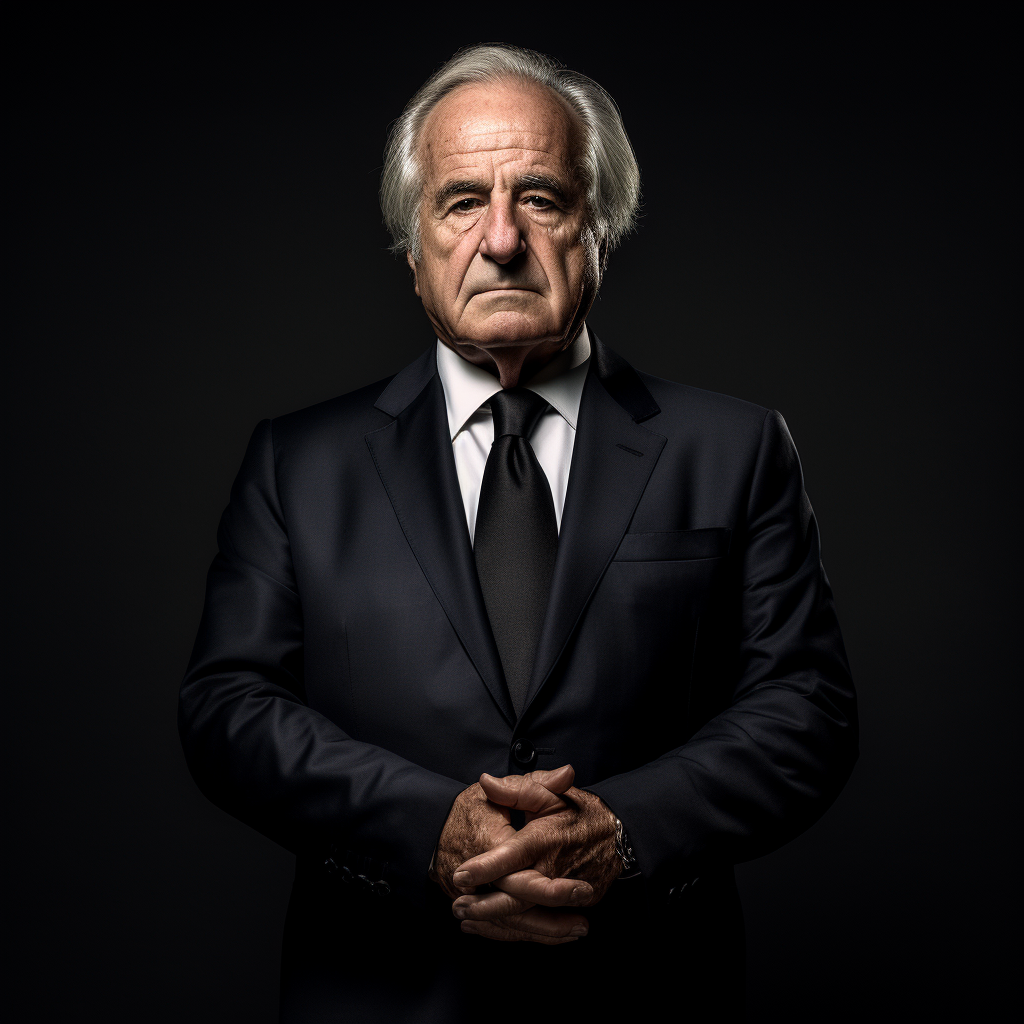 Portrait of Bernard Madoff, financial fraud icon