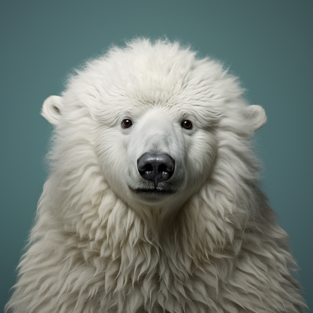 Bernard the Polar Bear with black curly hair