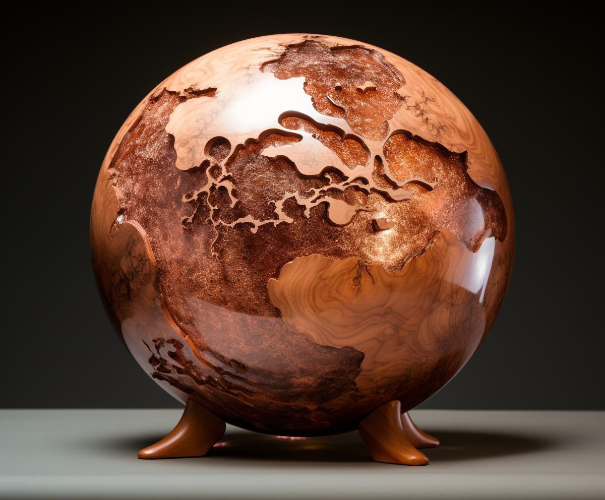 Realistic rose gold etchings on bespoke burl wood