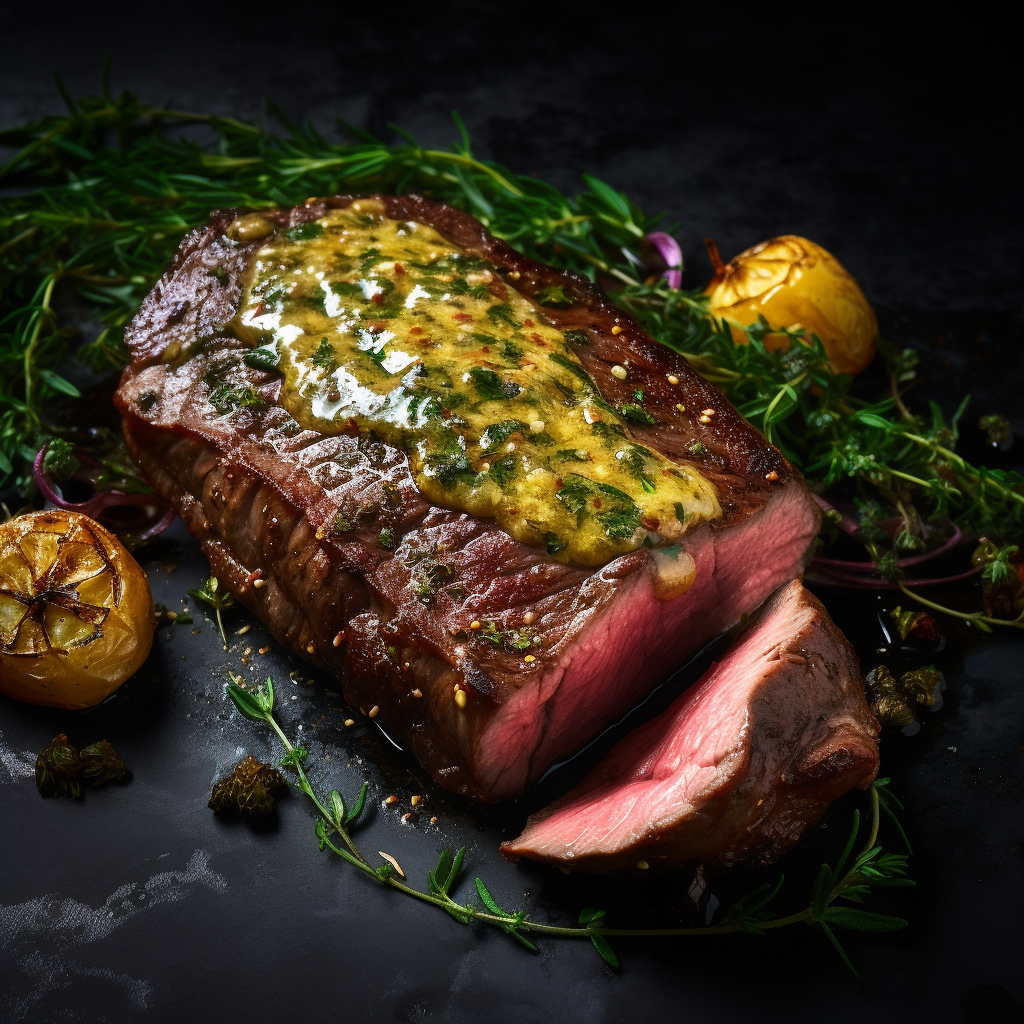 Roast beef with mustard herbs