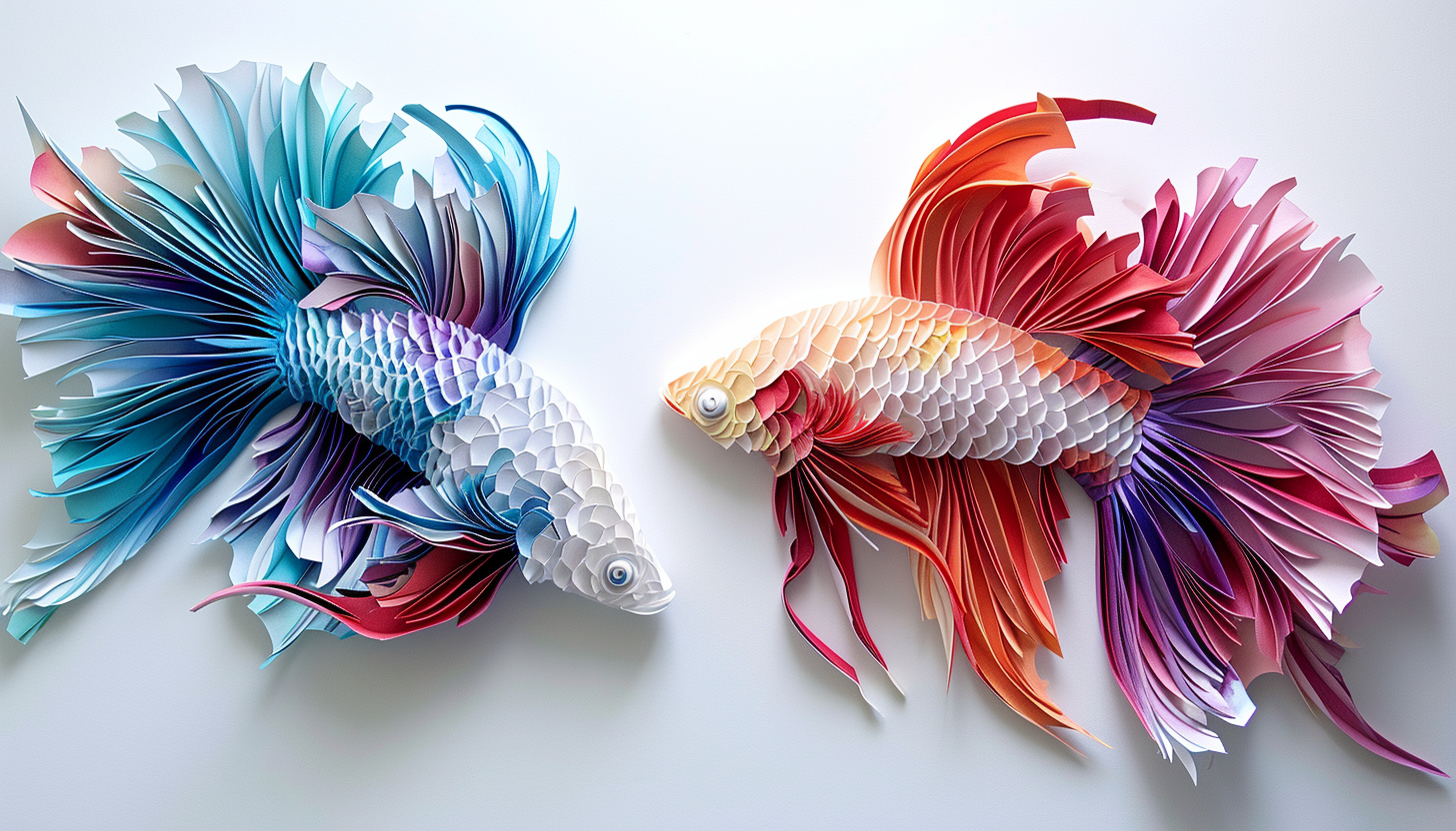 Betta fish paper cutouts