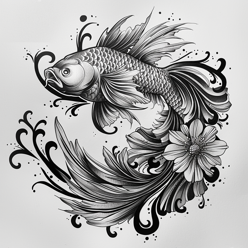 Betta Splendens Tattoo Design