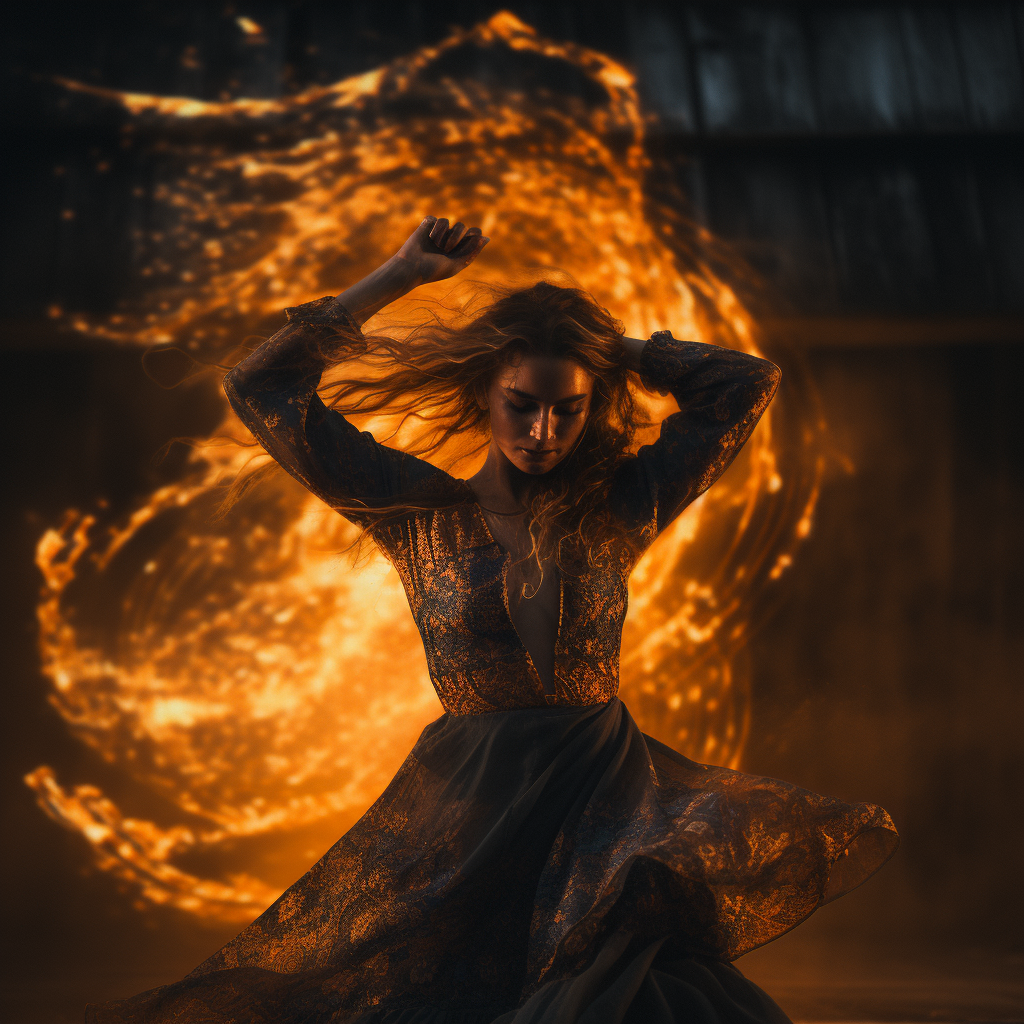 Beyonce dancing in fire photography