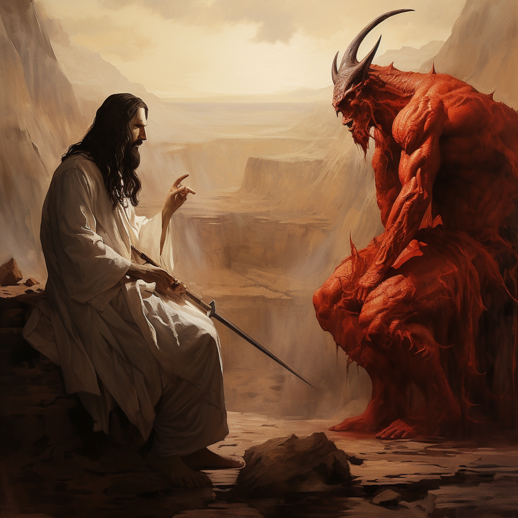 Biblical Jesus conversing with the Devil