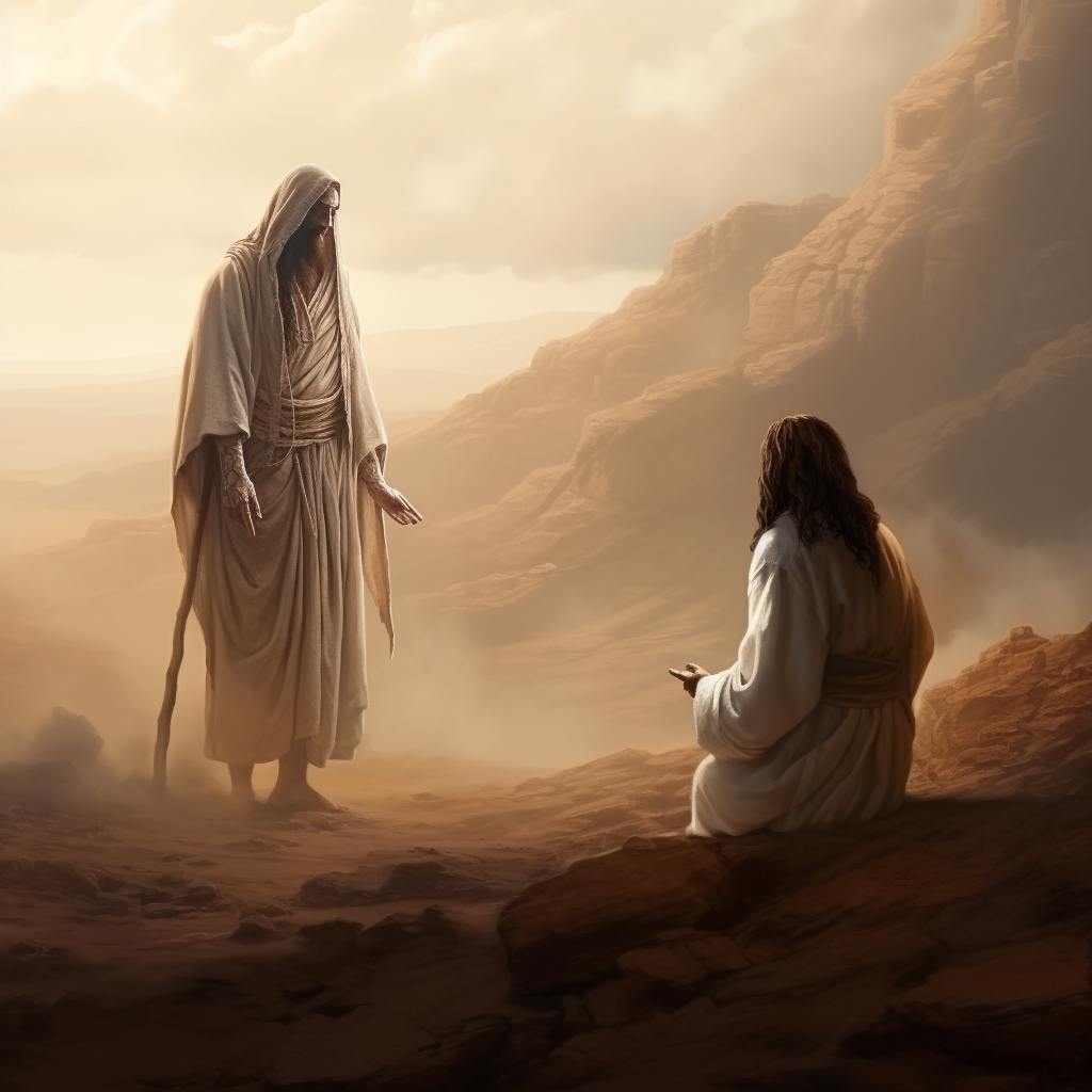 Biblical Jesus talking to friend remotely