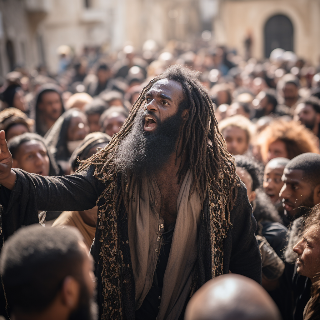 Melanated Prophet Preaching in Ancient Jerusalem