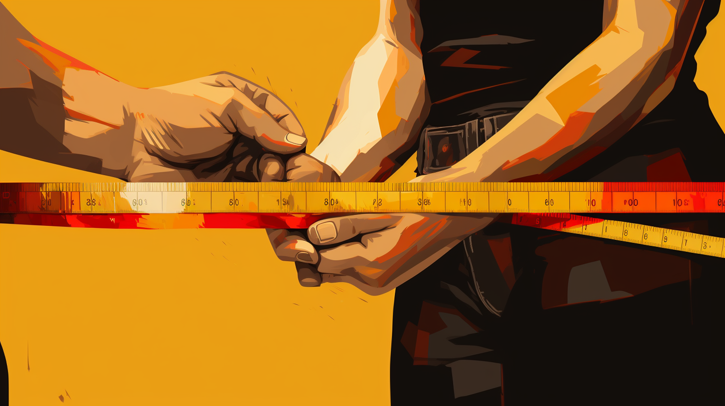 Measuring bicep with tailor's tape