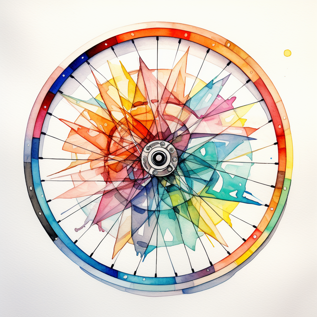 Watercolor bicycle wheel illustration