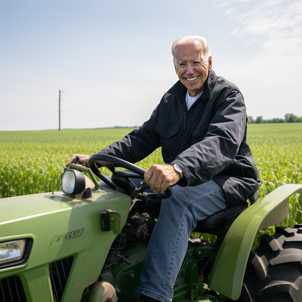 Joe Biden on Industrial Farm Tractor