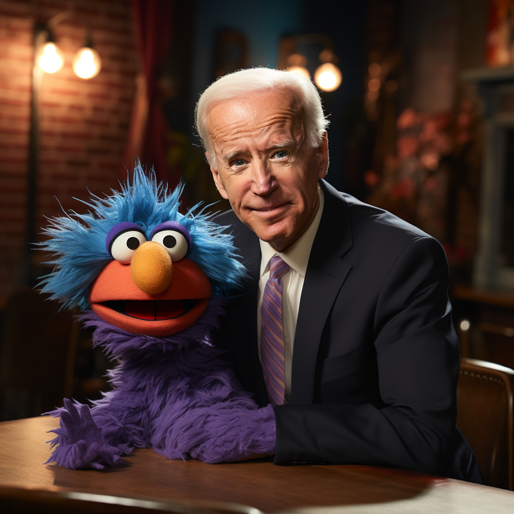 Joe Biden with Muppet