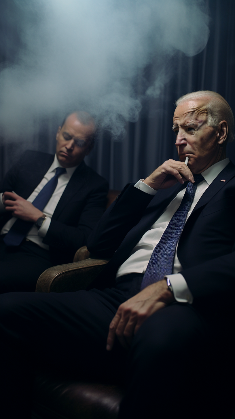 Biden and Putin smoking a joint in shock