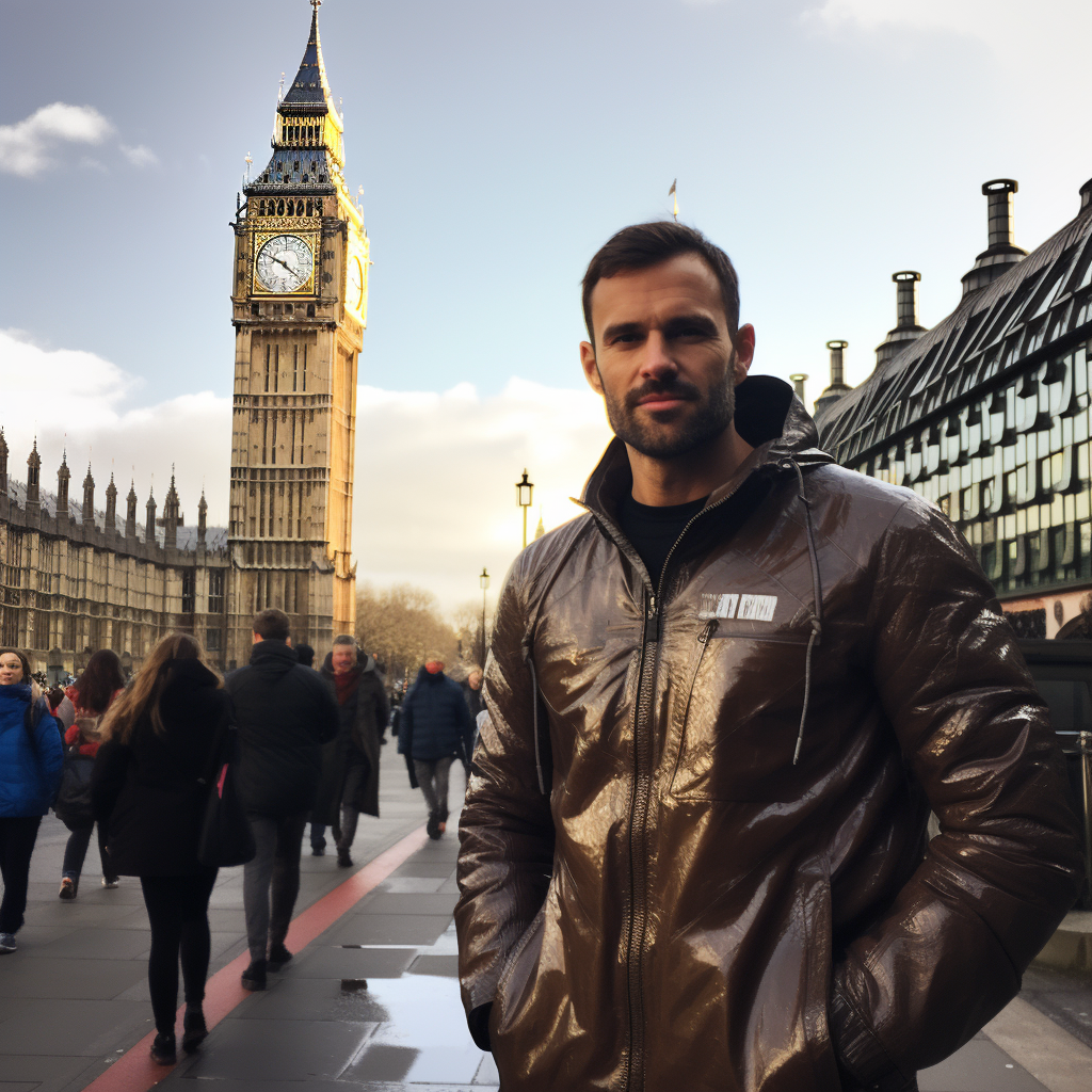 Big Ben wearing a jacket in London