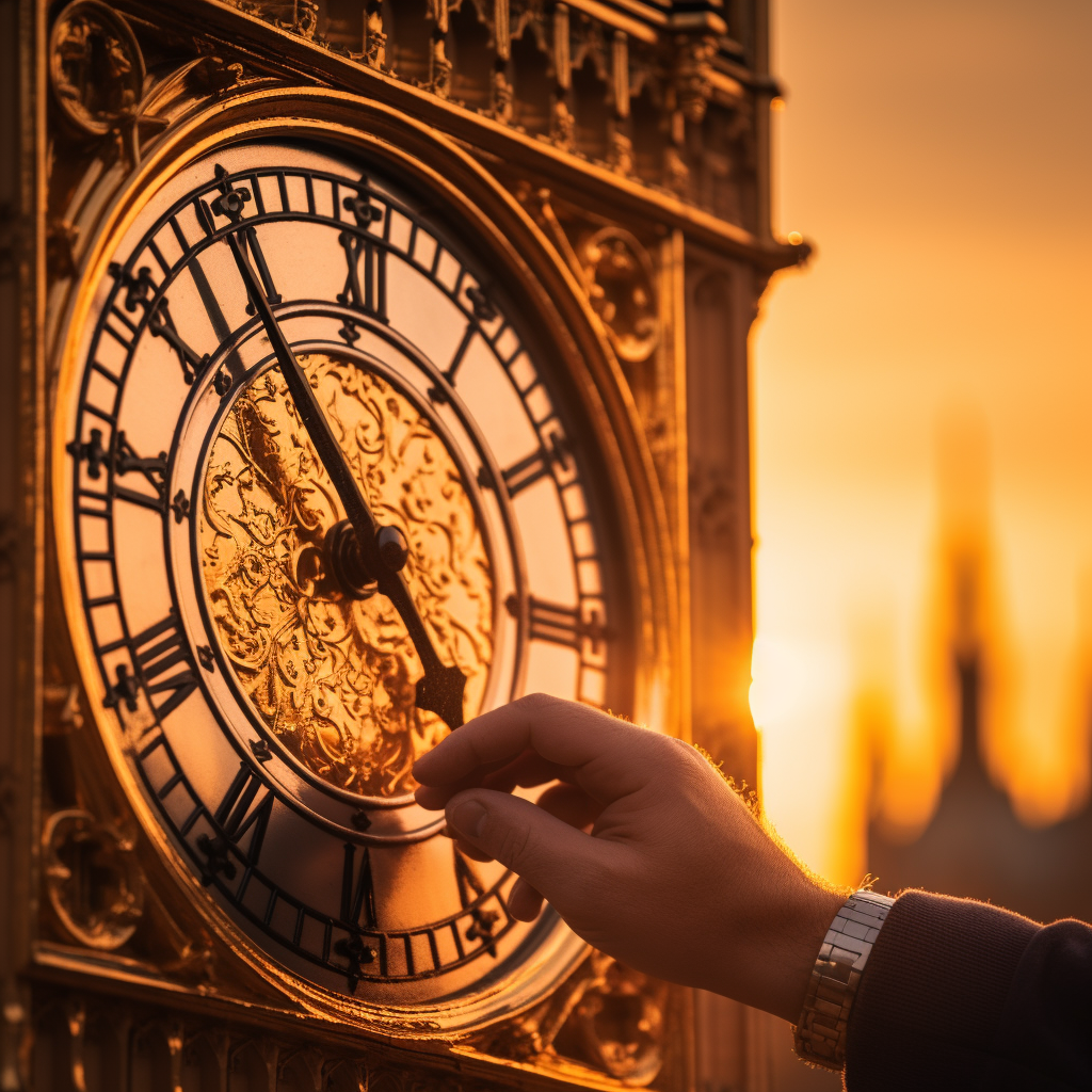 Close-up of Big Ben's Clock at Sunset