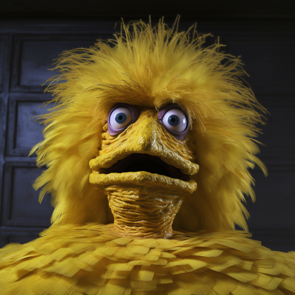 Big Bird in a horror movie