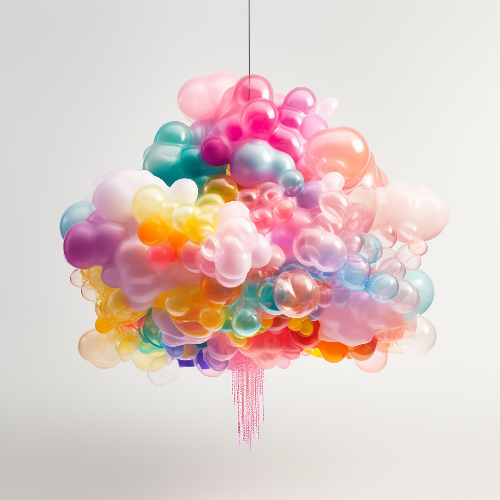 Colorful bubble chandelier on white background