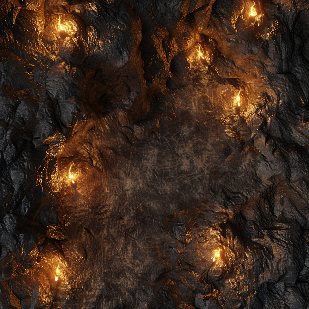 Dark Cave with Torch Lights