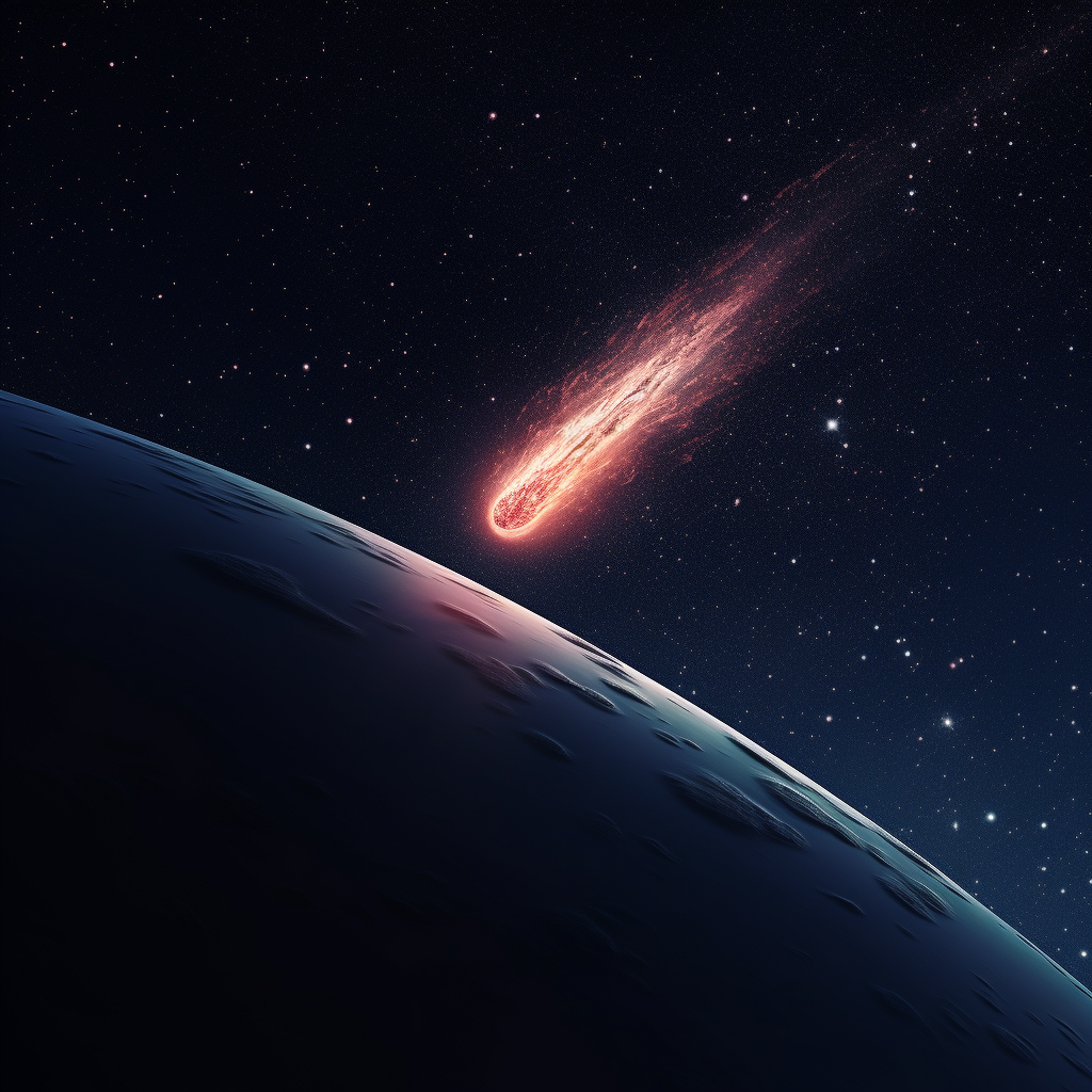 Beautiful big comet in space minimalism