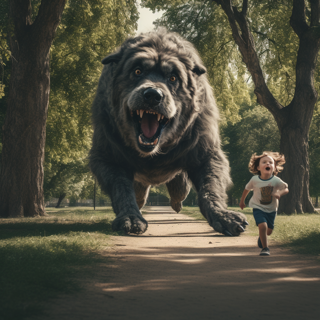 Playful big dog running in park