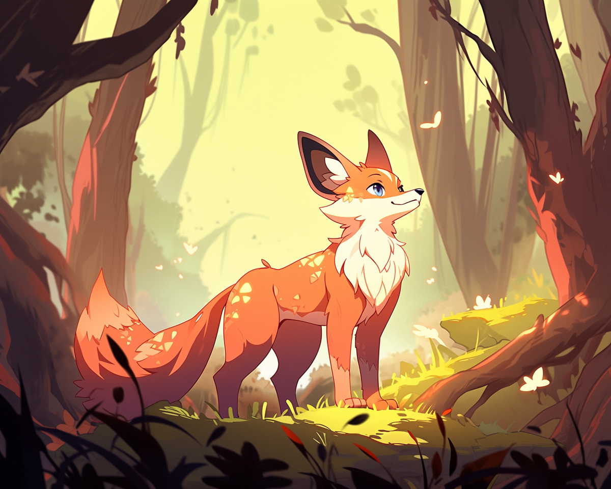 Big Fox with Orange Scales in Forest