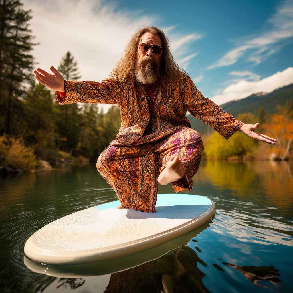 Big Lebowski Taraksvasana Yoga Pose on SUP Pool