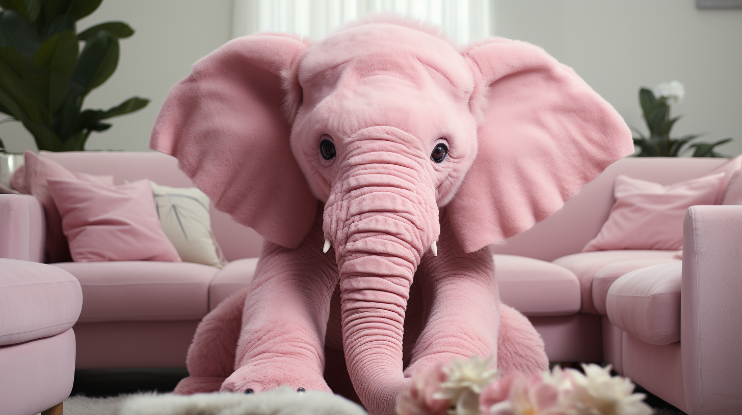 Vibrant pink elephant in a room