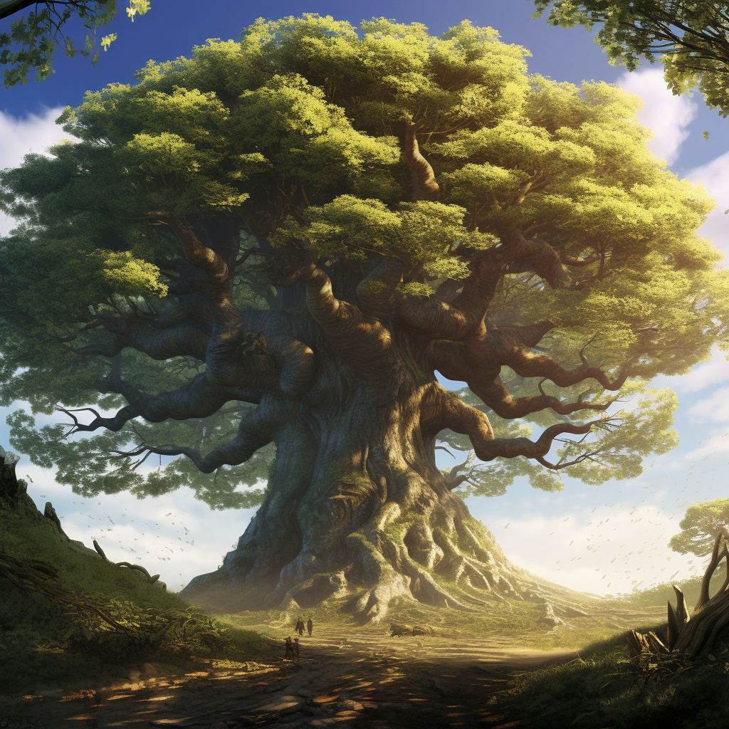 Majestic big thick tree in nature