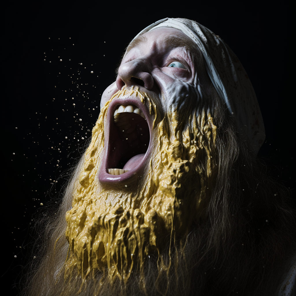 Bigfoot Yawning with Mayonnaise Drips