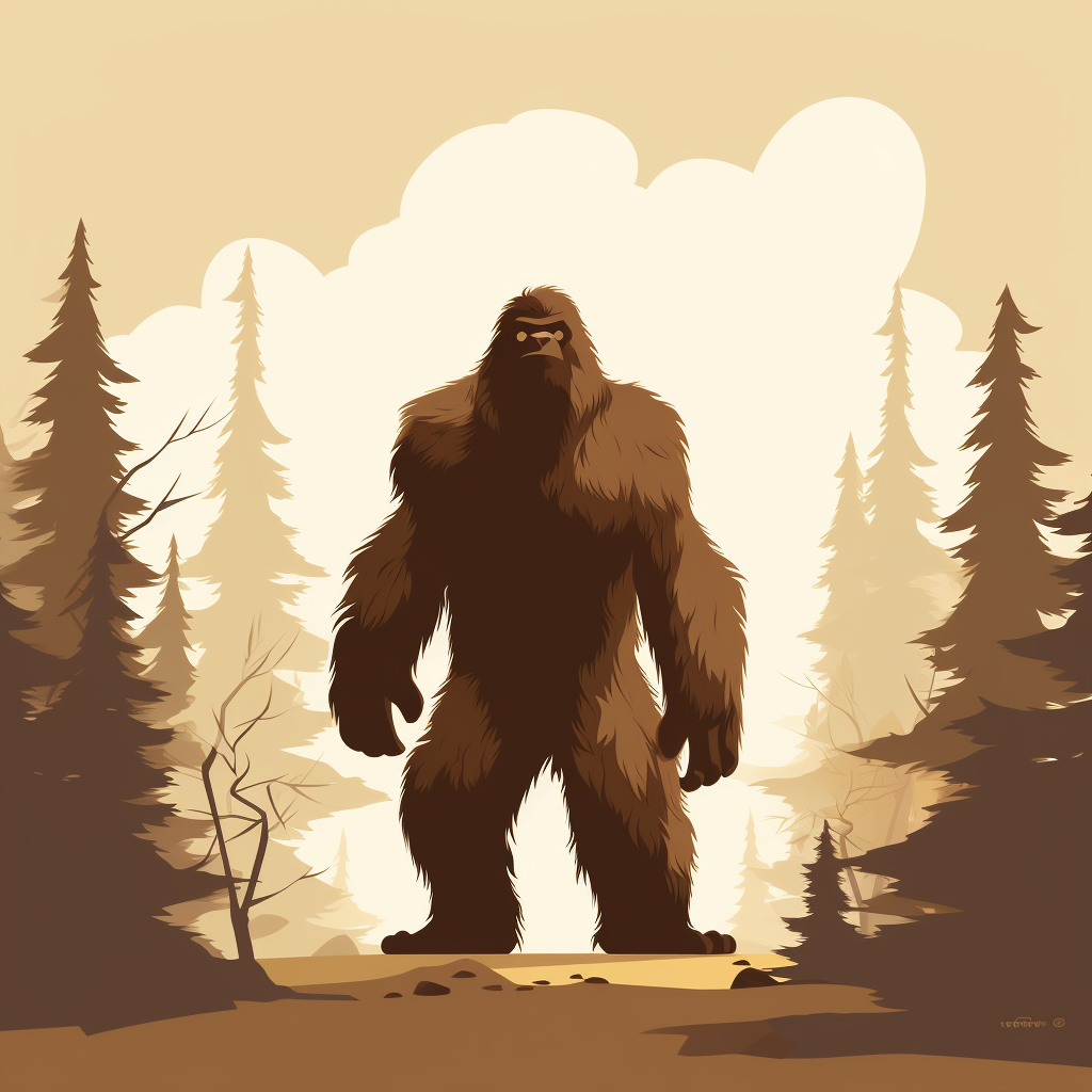 Bigfoot Pixar Style Minimalistic Image