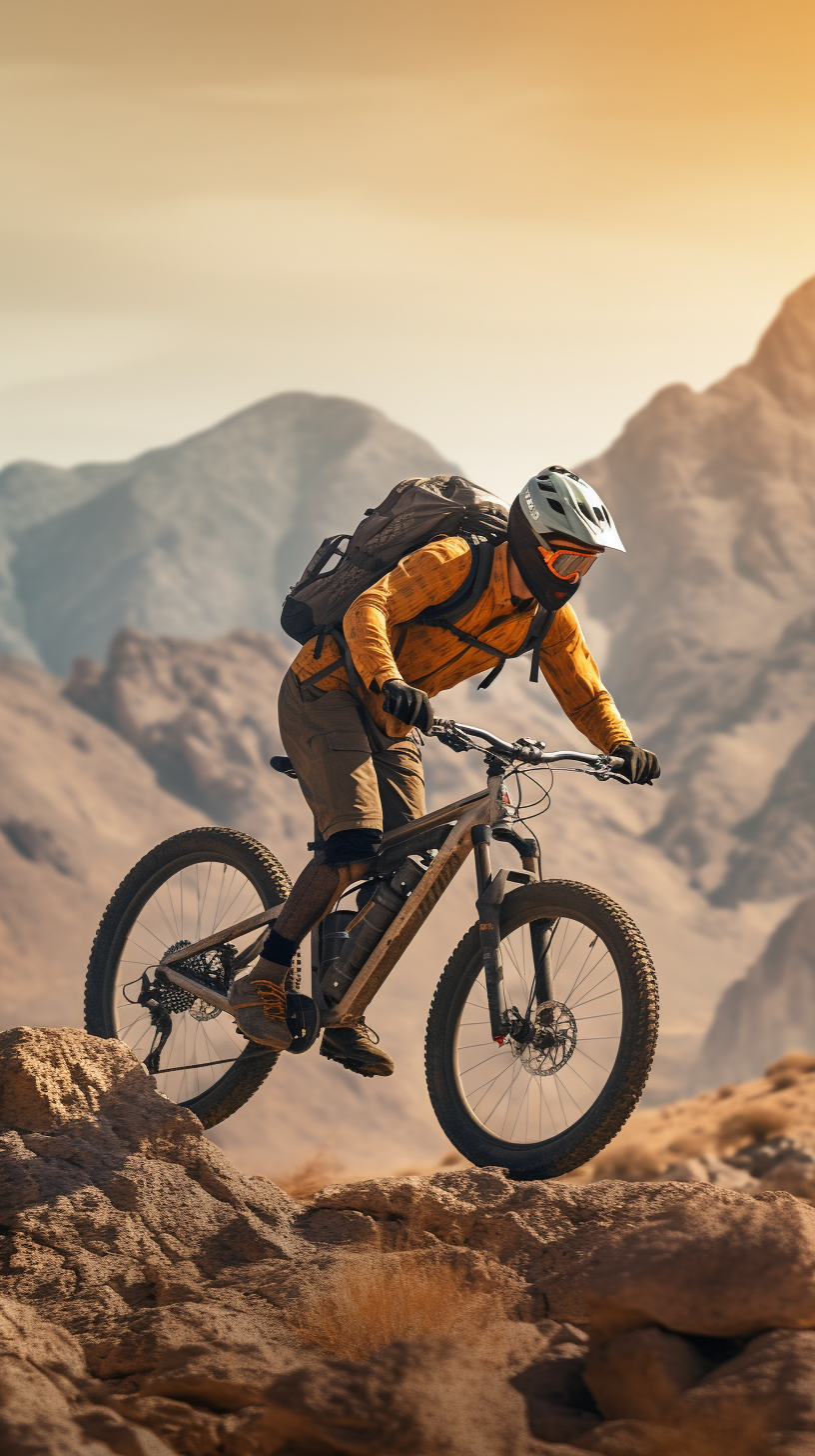 Man biking amidst stunning Omani mountains