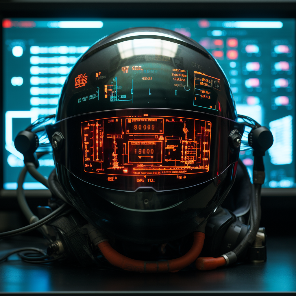 Biker helmet computer display showing speed - Max 6 words