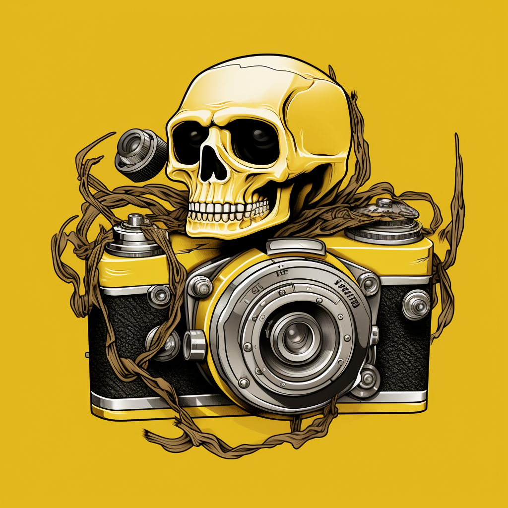 Biker Style Shirt Design with Skulls and Thunderbolts