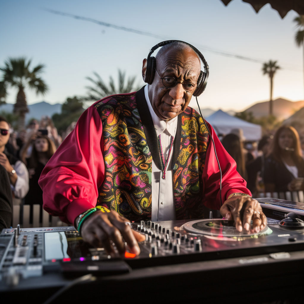 Bill Cosby DJing at Coachella