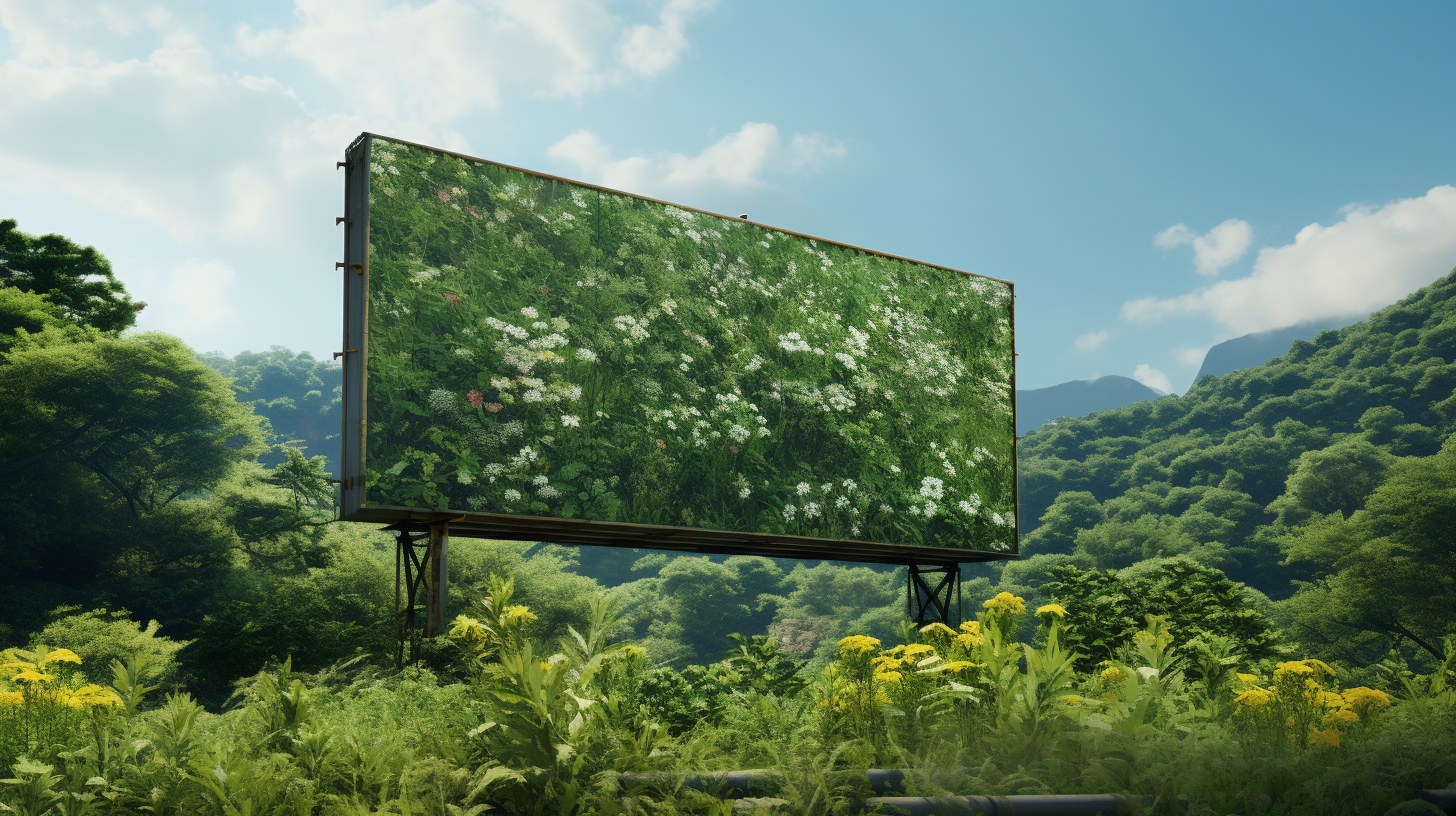 Billboard with Green Overgrowth