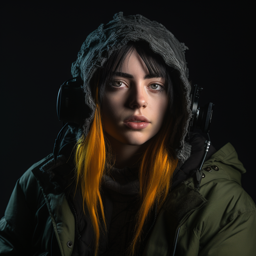 Billie Eilish in captivating dark interview setting