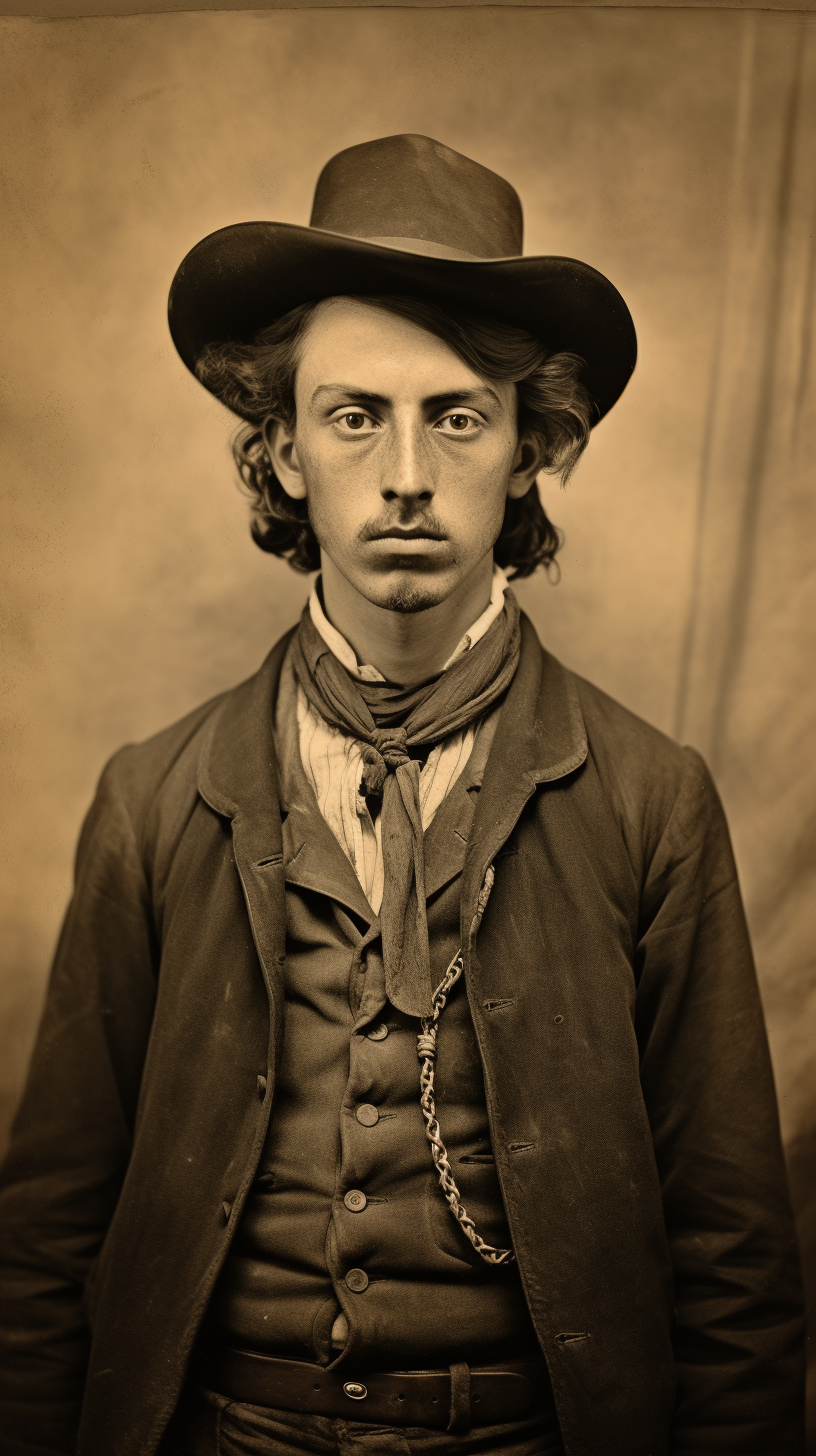 Photorealistic portrait of Billy the Kid