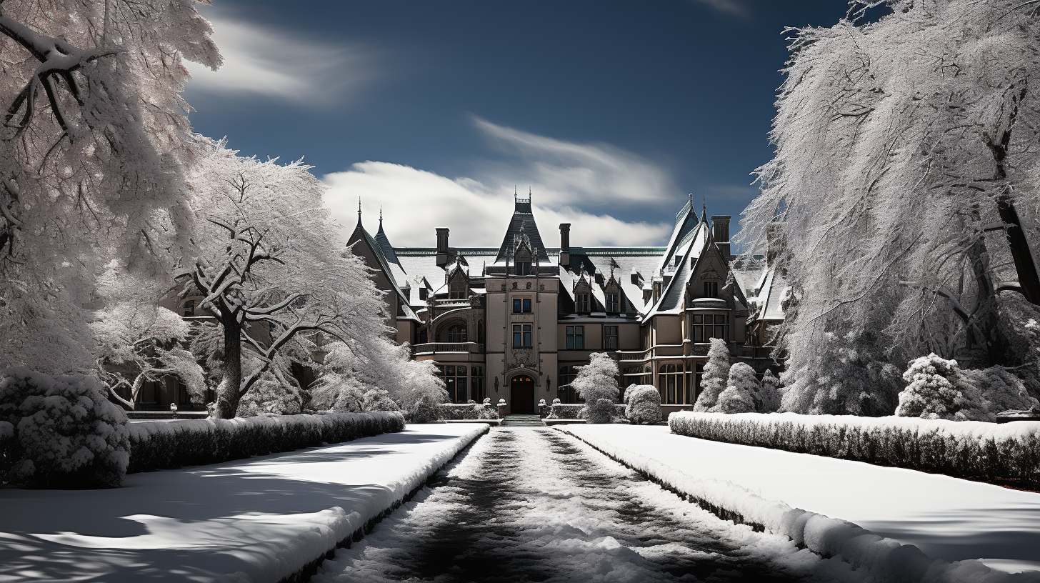 Snowy landscape at Biltmore Estate