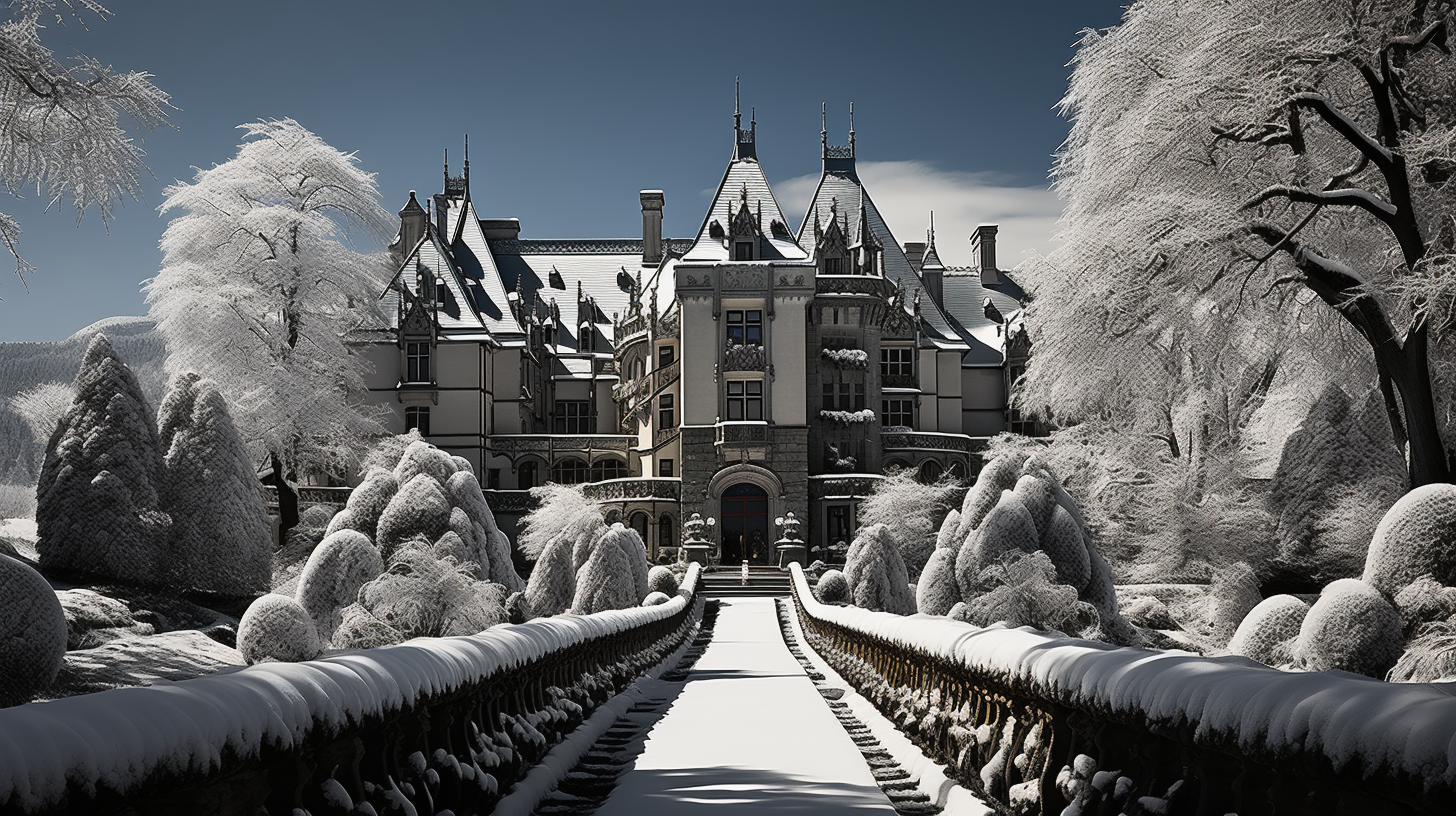 Snowy landscape at Biltmore Estate