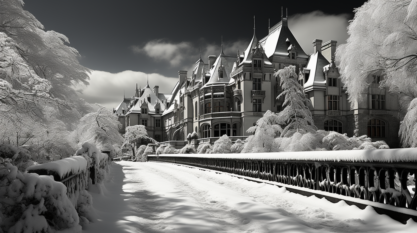 Snowy landscape at Biltmore Estate