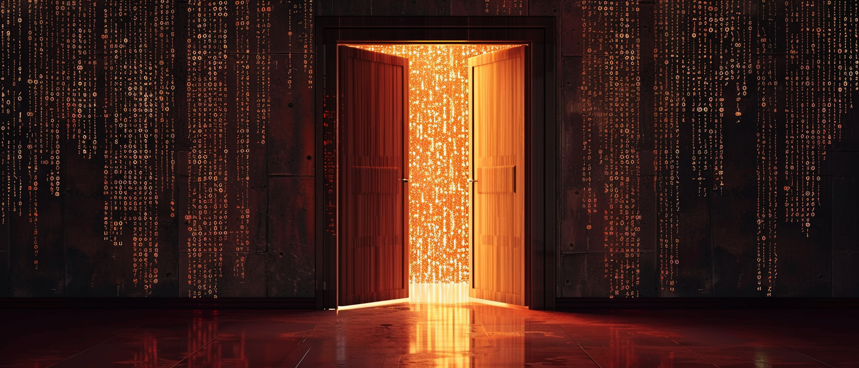 Binary Code Opening Doors Image