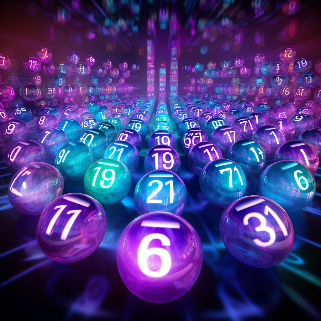 Digital hologram displaying purple and blue bingo numbers