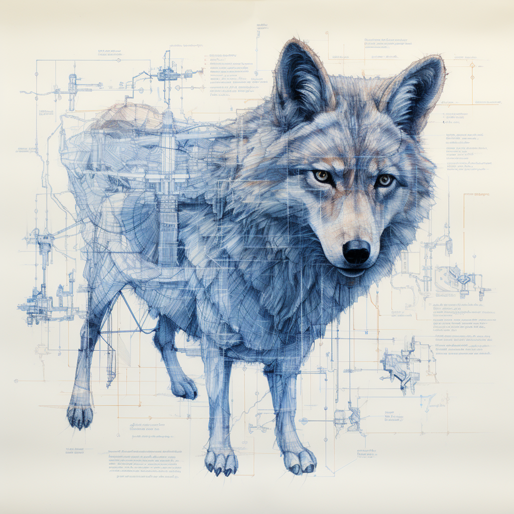 Biology Wolf Sketch Blueprint