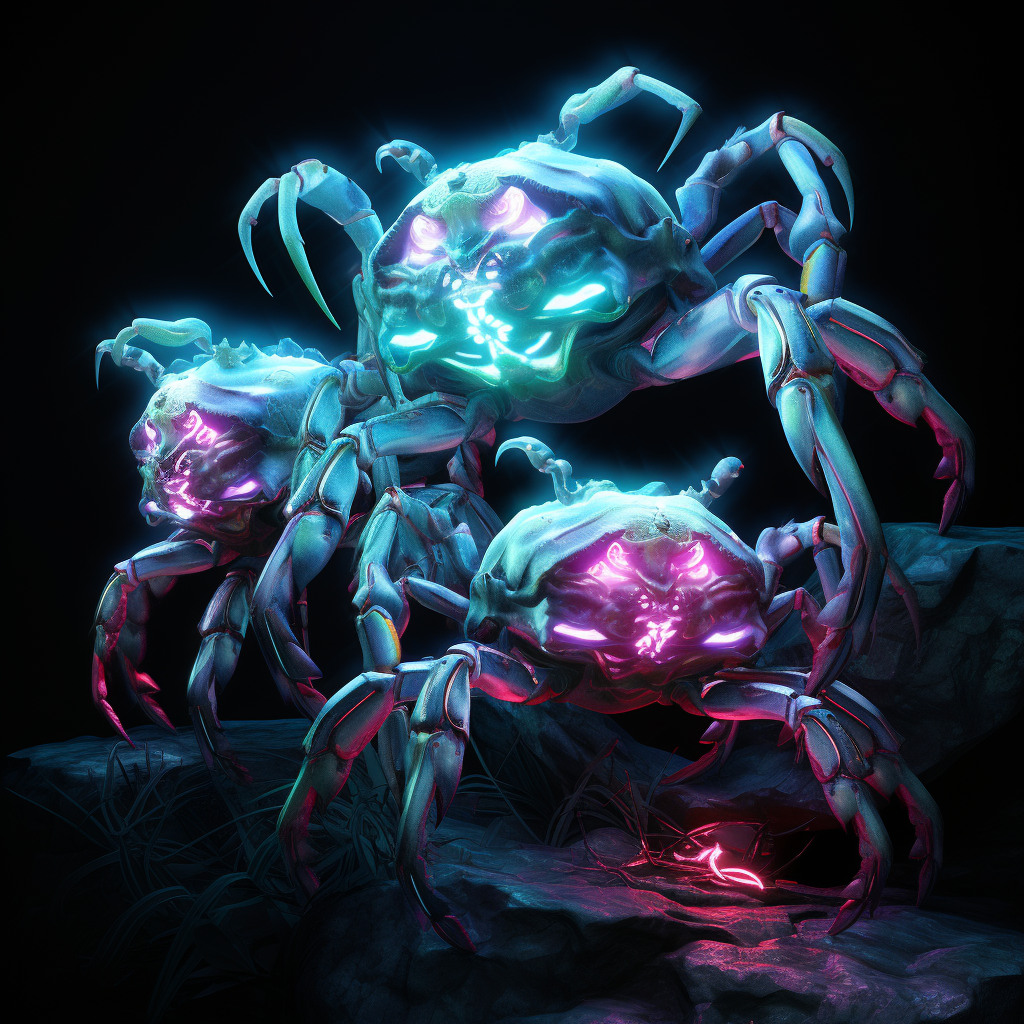 Stunning bioluminescence crabs photo