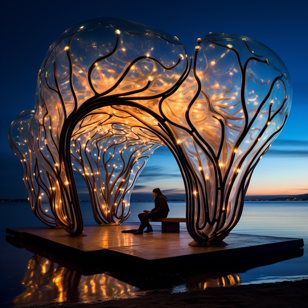 Captivating bioluminescence pavilion