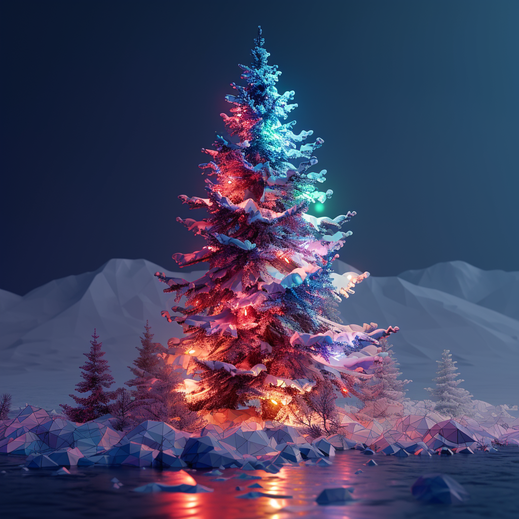 Beautiful Bioluminescent Christmas Tree Shining in the Dark