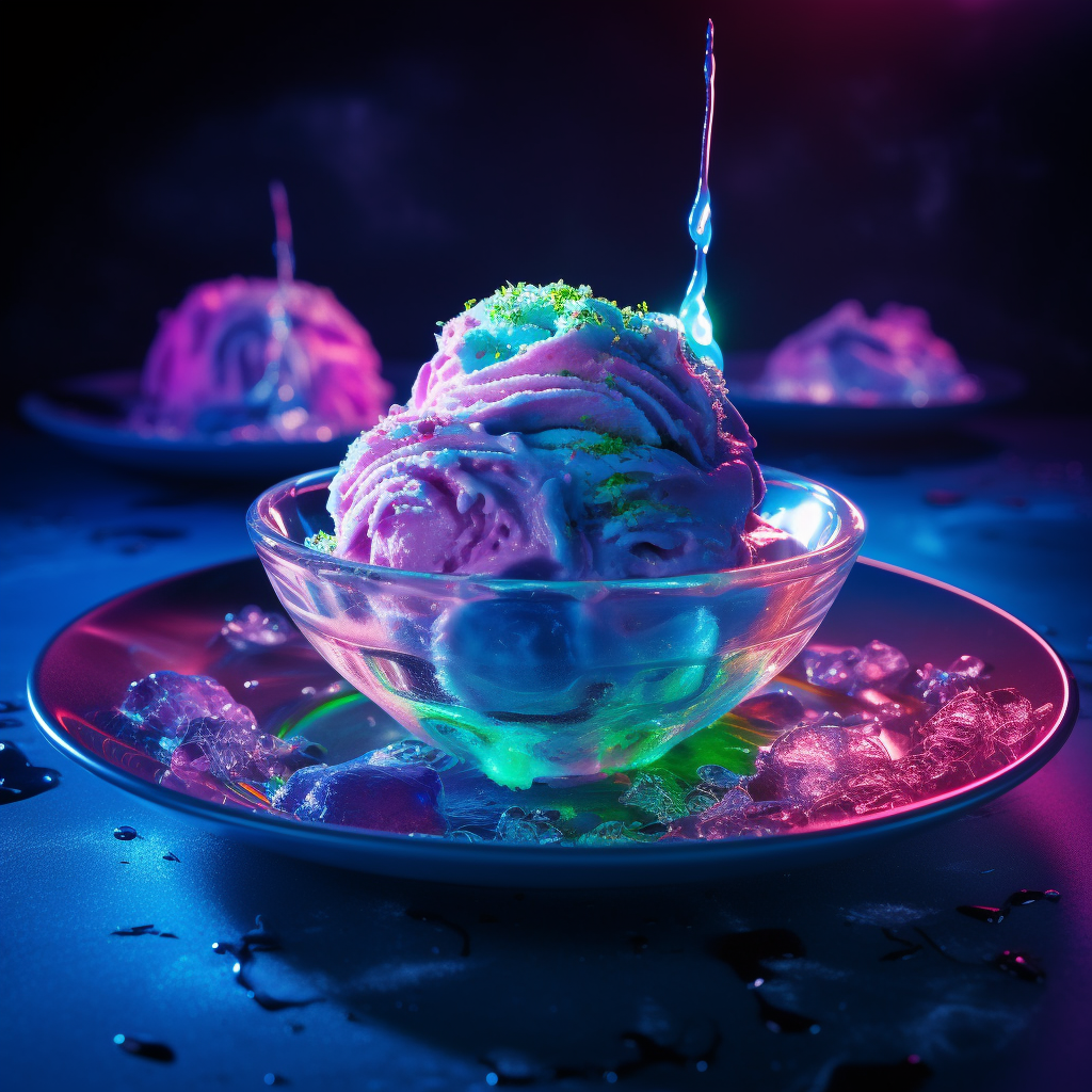 Bioluminescent Ice Cream on Plate