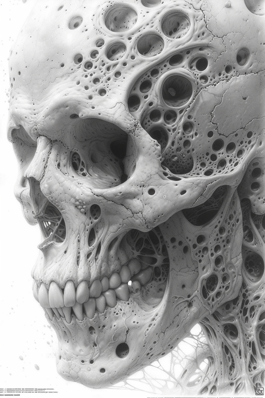 Biomechanic horror art skull design